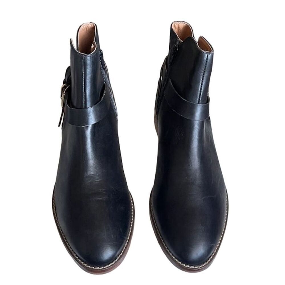 Collie Black Leather Ankle Booties Size 11 Buckle Detail Casual